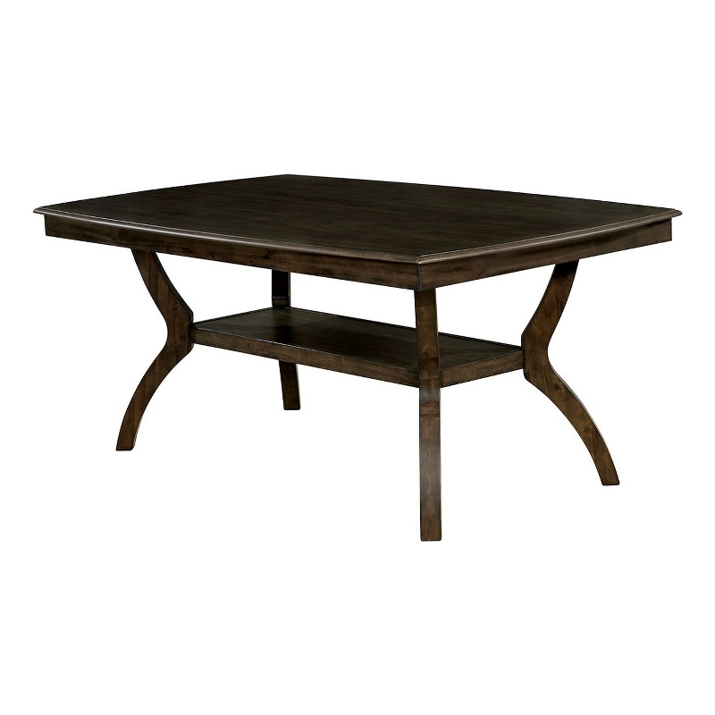 Bowery Hill Solid Wood Dining Table with Flowing Leg Base in Brown