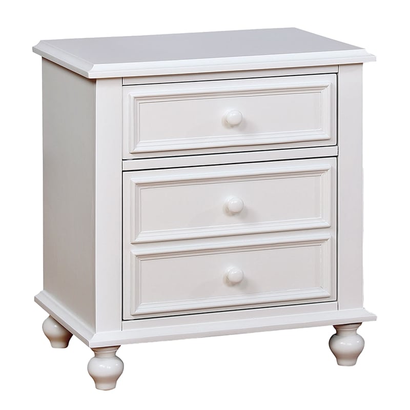 Bowery Hill 3 Piece Full Size Kids Bedroom Set Tufted Headboard in White