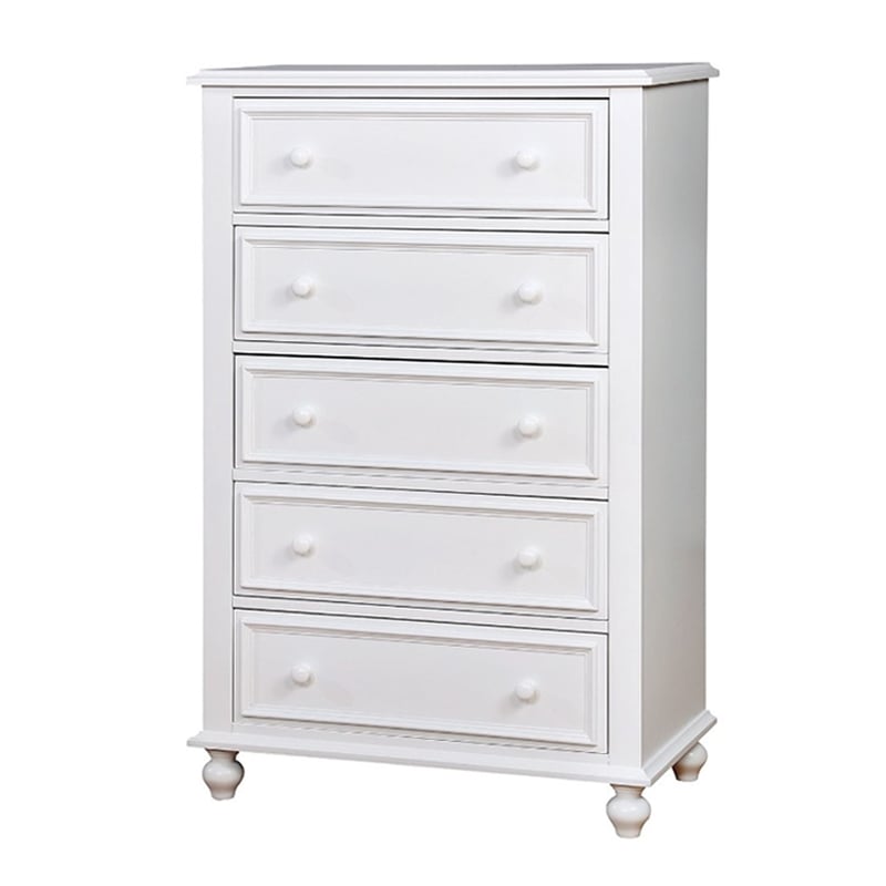 Bowery Hill 3 Piece Full Size Kids Bedroom Set Tufted Headboard in White