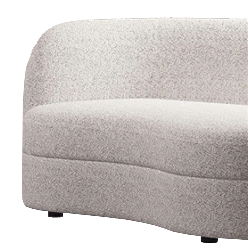 Bowery Hill 2 Piece Sofa and Loveseat Set in White Boucle Curved Kidney