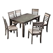Bowery Hill Transitional 7 Piece Dining Set with Cushioned Chairs in Gray
