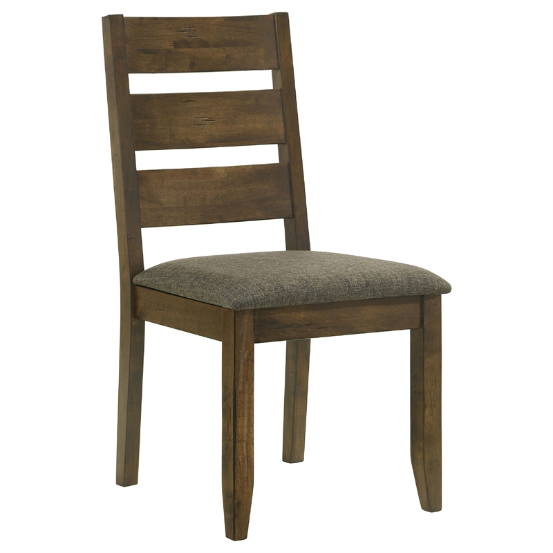 Bowery Hill Wooden Ladder Back Dining Chairs in Nutmeg and Brown Set of 2