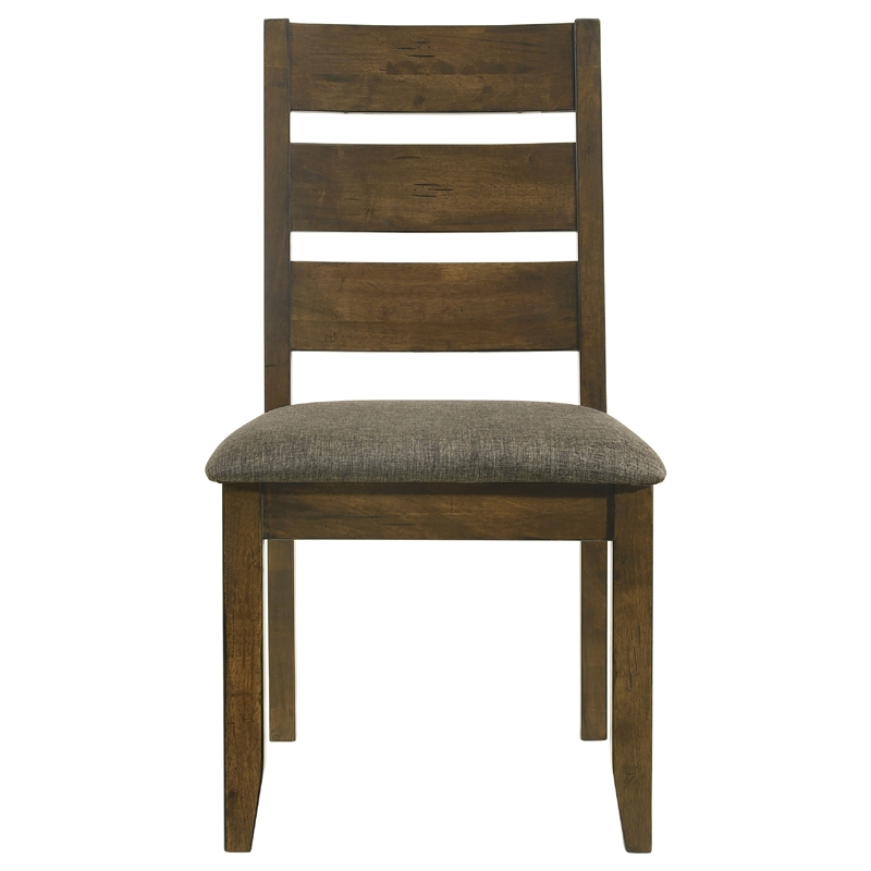 Bowery Hill Wooden Ladder Back Dining Chairs in Nutmeg and Brown Set of 2