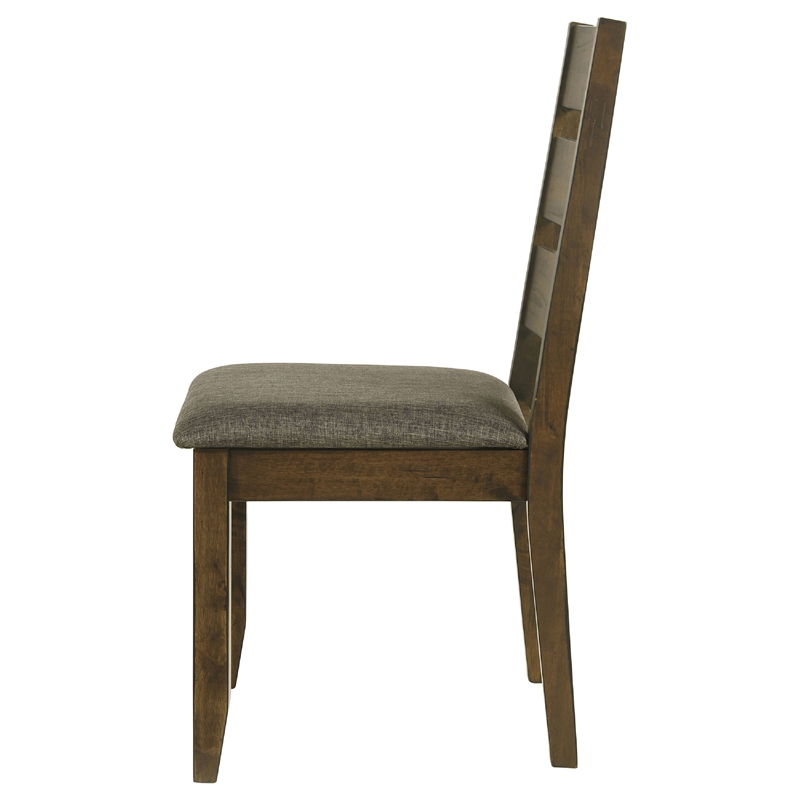 Bowery Hill Wooden Ladder Back Dining Chairs in Nutmeg and Brown Set of 2