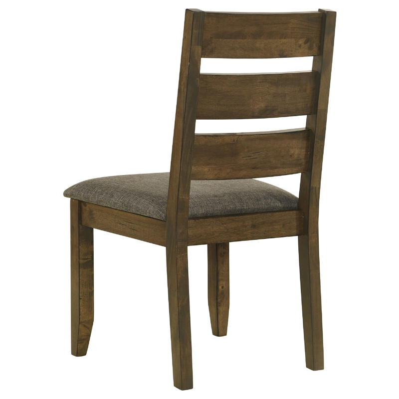 Bowery Hill Wooden Ladder Back Dining Chairs in Nutmeg and Brown Set of 2