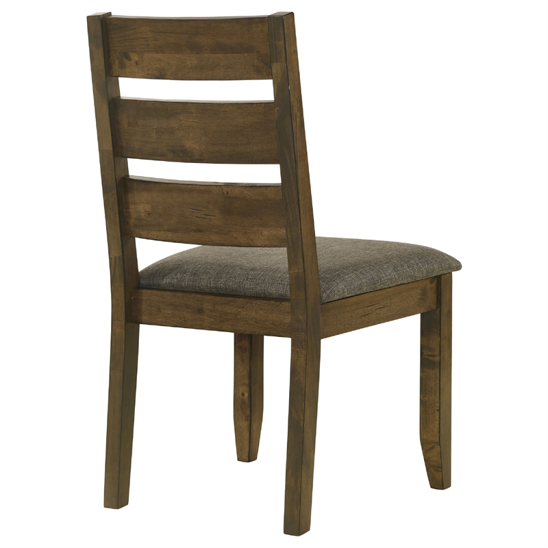 Bowery Hill Wooden Ladder Back Dining Chairs in Nutmeg and Brown Set of 2