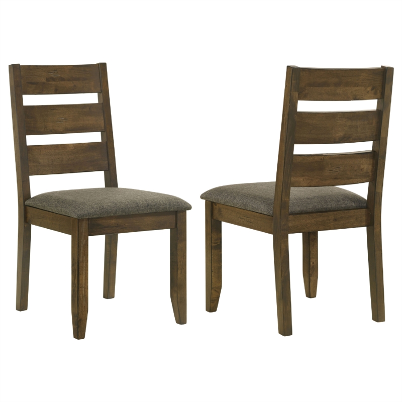 Bowery Hill Wooden Ladder Back Dining Chairs in Nutmeg and Brown Set of 2