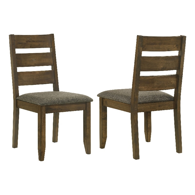 Bowery Hill Wooden Ladder Back Dining Chairs in Nutmeg and Brown Set of 2