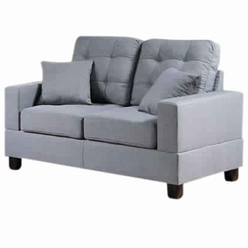 Bowery Hill 2 Piece Sofa Set with Loveseat and Pillows in Gray