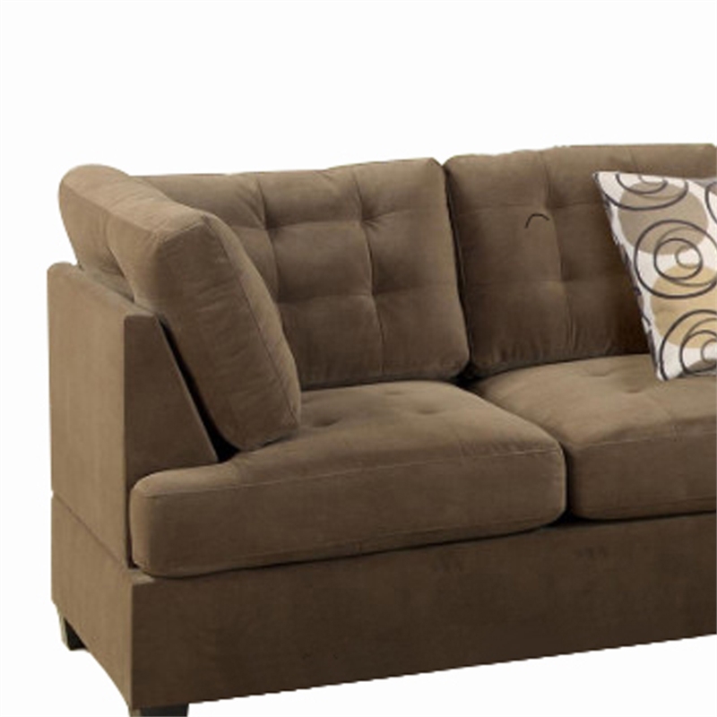 Bowery Hill 2 Piece Corduroy Sectional Sofa in Waffle Suede Truffle