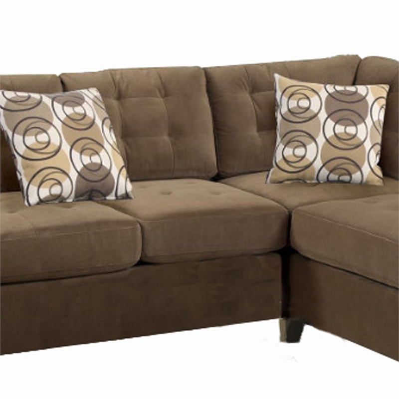 Bowery Hill 2 Piece Corduroy Sectional Sofa in Waffle Suede Truffle