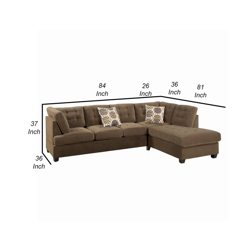 Bowery Hill 2 Piece Corduroy Sectional Sofa in Waffle Suede Truffle