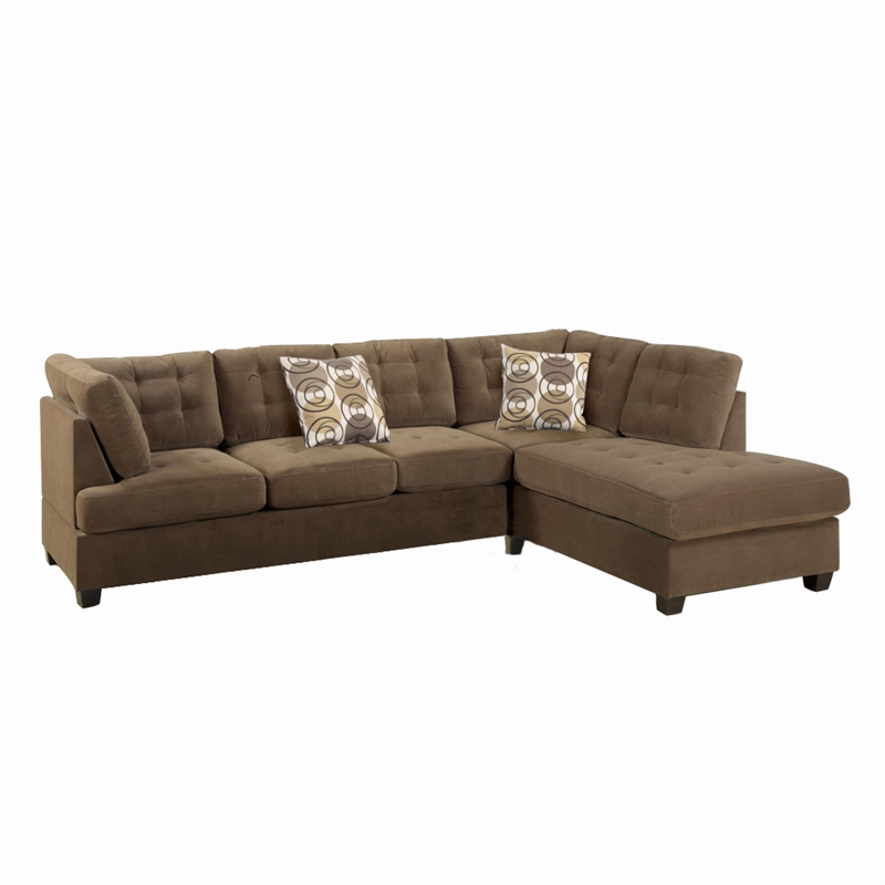 Bowery Hill 2 Piece Corduroy Sectional Sofa in Waffle Suede Truffle