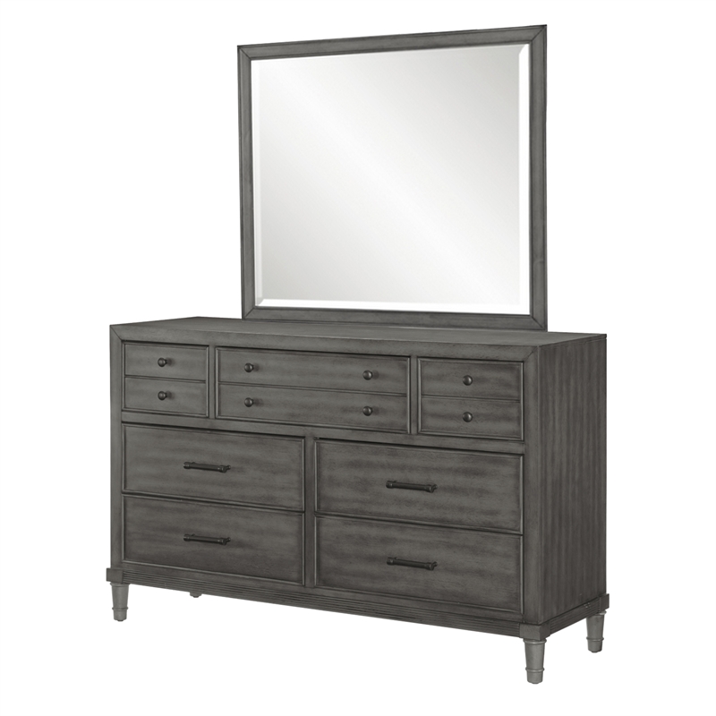 Bowery Hill 4 Piece Queen Storage Bedroom Set LED USB Ports in Warm Gray