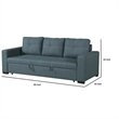 Bowery Hill 85 Inch Convertible Sofa Foam Fill Stitch in Gray Polyfiber