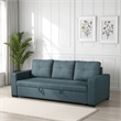 Bowery Hill 85 Inch Convertible Sofa Foam Fill Stitch in Gray Polyfiber