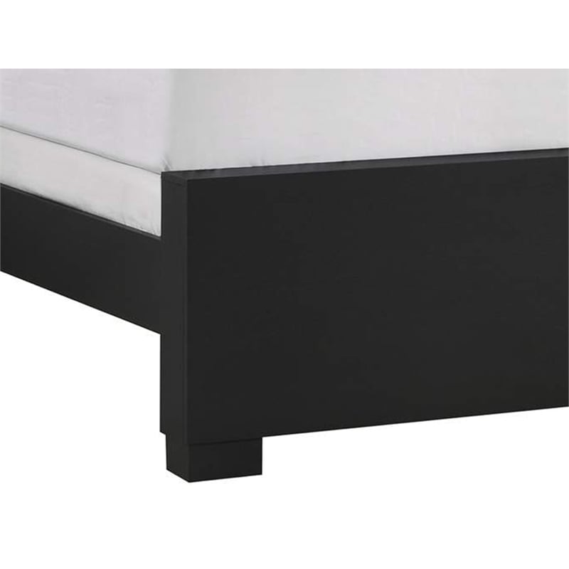 Bowery Hill King Panel Bed Built In Light White Marble Trim in Black Wood