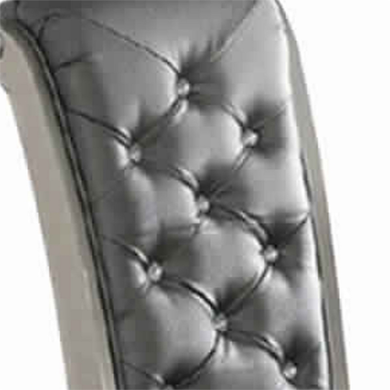 Bowery Hill Set of 2 Wood Dining Chair with Tufted Back in Gray and Silver