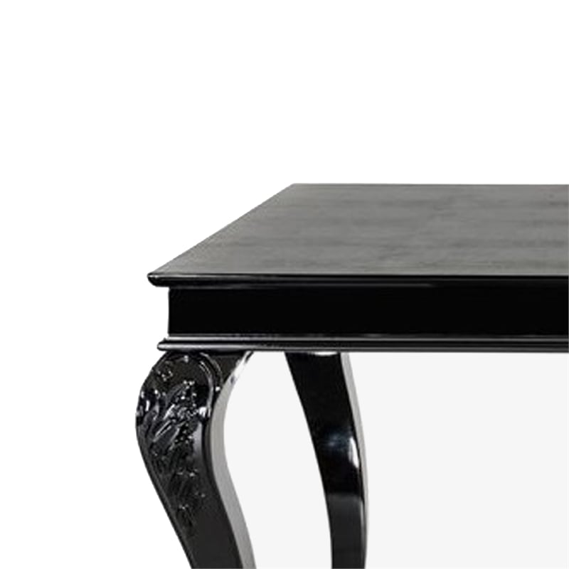Bowery Hill 87 Inch Dining Table Black Gloss Crocodile Texture Top