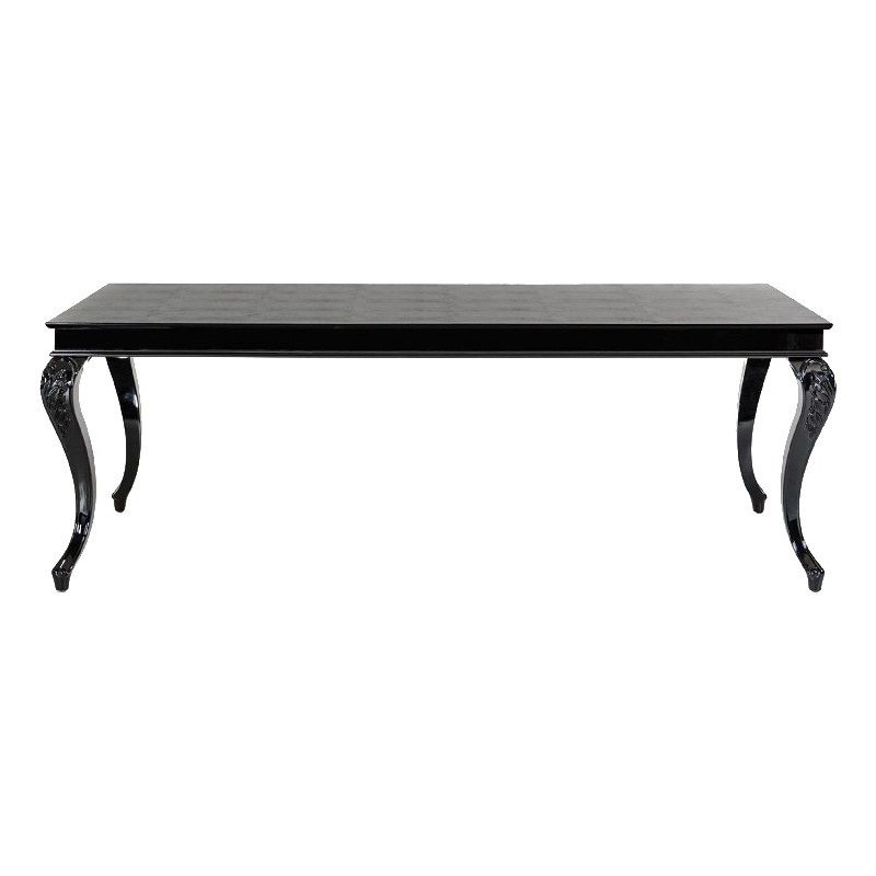 Bowery Hill 87 Inch Dining Table Black Gloss Crocodile Texture Top