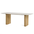 Bowery Hill 79 Inch Dining Table Fluted Brown Wood Carrara Marble Top