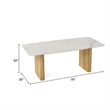 Bowery Hill 79 Inch Dining Table Fluted Brown Wood Carrara Marble Top