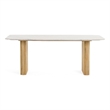 Bowery Hill 79 Inch Dining Table Fluted Brown Wood Carrara Marble Top