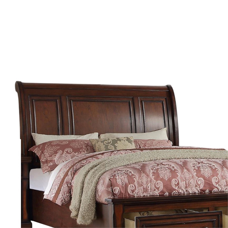 Bowery Hill Wooden Queen Sleigh Bed with Storage in Antique Cherry