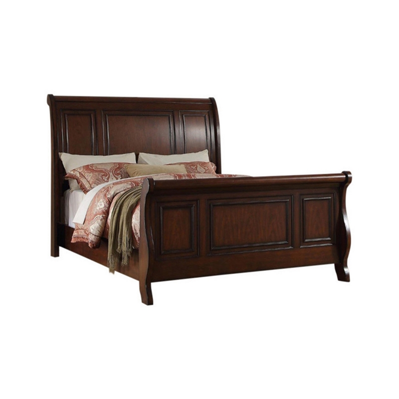 Bowery Hill Wooden California King Sleigh Bed in Antique Cherry Finish