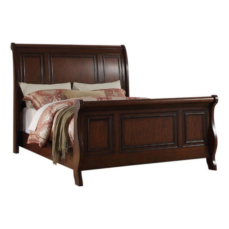 Bowery Hill Wooden California King Sleigh Bed in Antique Cherry Finish