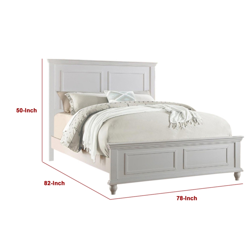 Bowery Hill Eastern King Wooden Mission Style Bed with Bold Edges in White