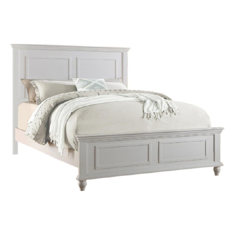 Bowery Hill Eastern King Wooden Mission Style Bed with Bold Edges in White