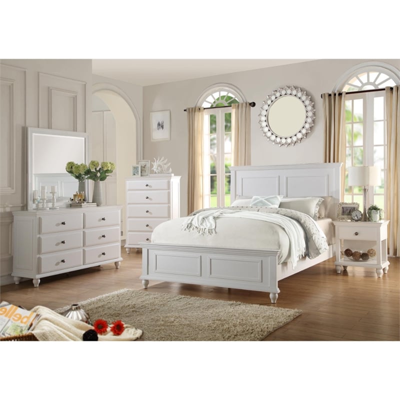 Bowery Hill California King Wooden Mission Style Bed in White