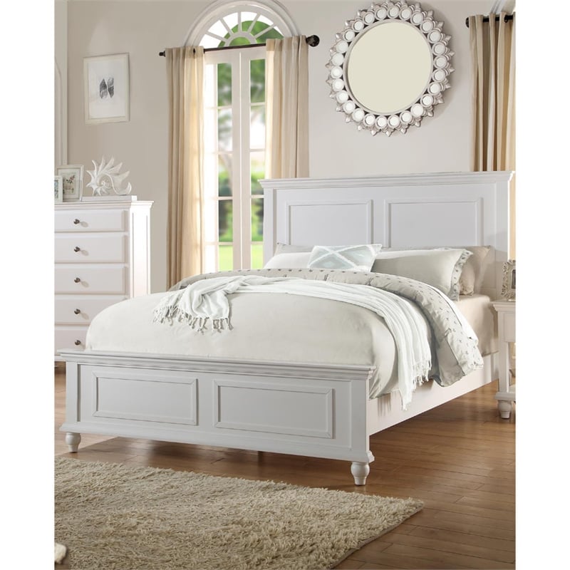 Bowery Hill California King Wooden Mission Style Bed in White