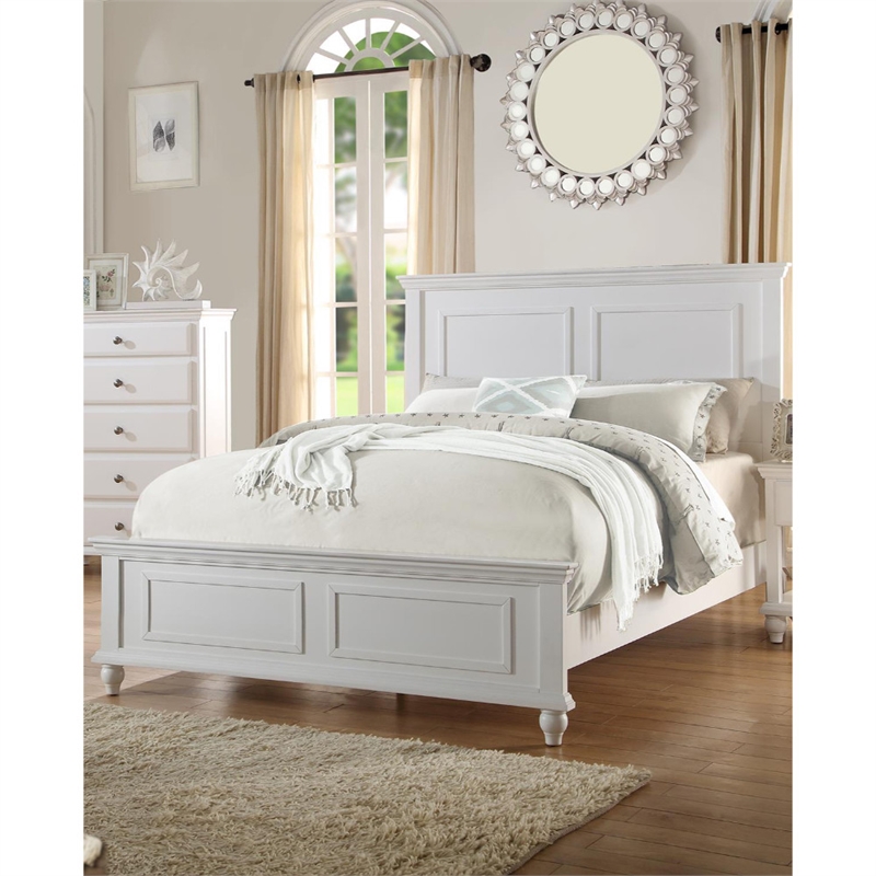Bowery Hill California King Wooden Mission Style Bed in White