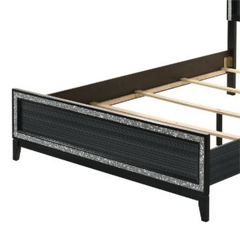 Bowery Hill Queen Bed with LED Headboard and Shimmering Trim in Black