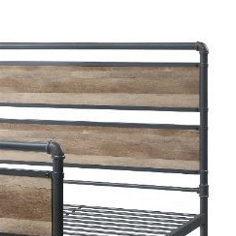 Bowery Hill Industrial Metal Framed Full Bed in Brown and Gray