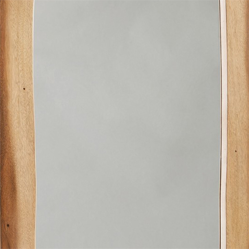Bowery Hill Floor Mirror with Wooden Frame and Live Edge Details in Brown