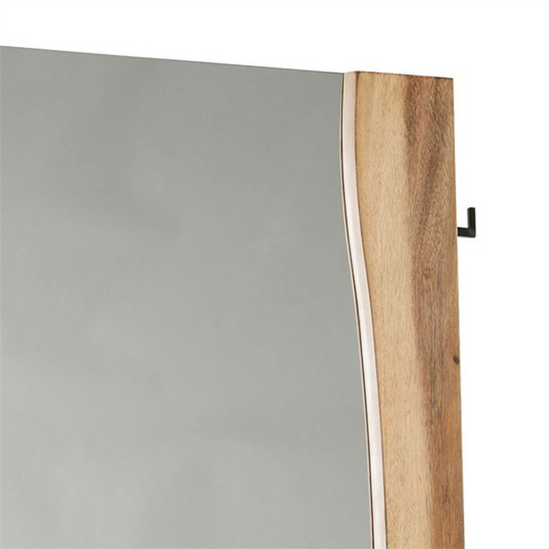 Bowery Hill Floor Mirror with Wooden Frame and Live Edge Details in Brown