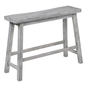 Bowery Hill Saddle Design Wooden Bench with Grain Details in Gray