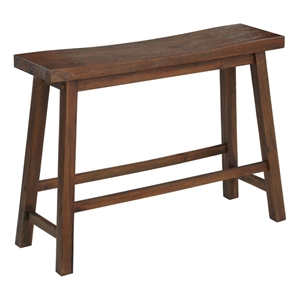 Bowery Hill Saddle Design Wooden Bench with Grain Details in Brown