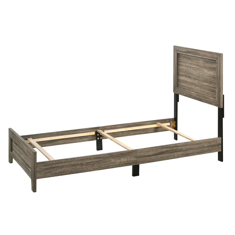 Bowery Hill Twin Bed with Panel Headboard and Footboard in Cherry Brown
