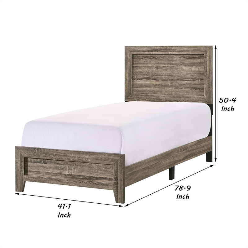 Bowery Hill Twin Bed with Panel Headboard and Footboard in Cherry Brown