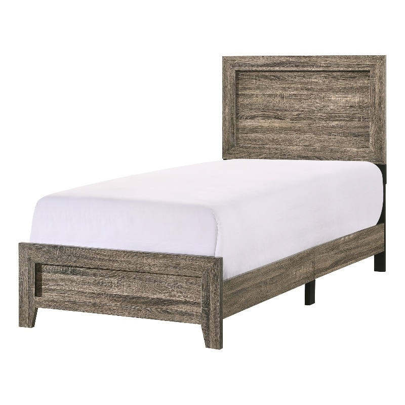 Bowery Hill Twin Bed with Panel Headboard and Footboard in Cherry Brown