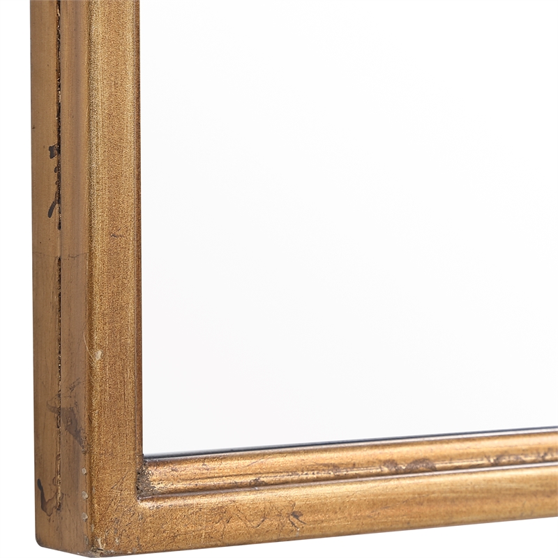 Bowery Hill 39 Inch Arched Top Metal Frame Accent Mirror in Gold