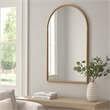 Bowery Hill 39 Inch Arched Top Metal Frame Accent Mirror in Gold