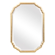 Bowery Hill 32 Inch Curved Design Wooden Vanity Mirror in Gold