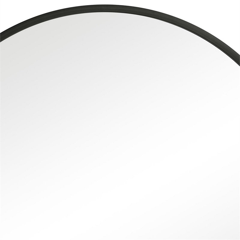 Bowery Hill 43 Inch Round Sleek PVC Frame Wall Mirror in Black