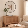 Bowery Hill 43 Inch Round Sleek PVC Frame Wall Mirror in Black