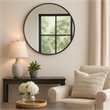 Bowery Hill 43 Inch Round Sleek PVC Frame Wall Mirror in Black